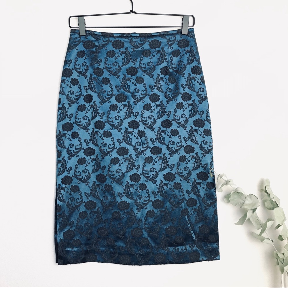 Kenny Z Silk Embroidered Pencil Skirt, SZ 4